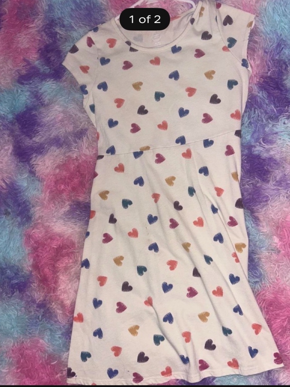 wonder nation White Heart-Print Nightgown with Multicolor Hearts